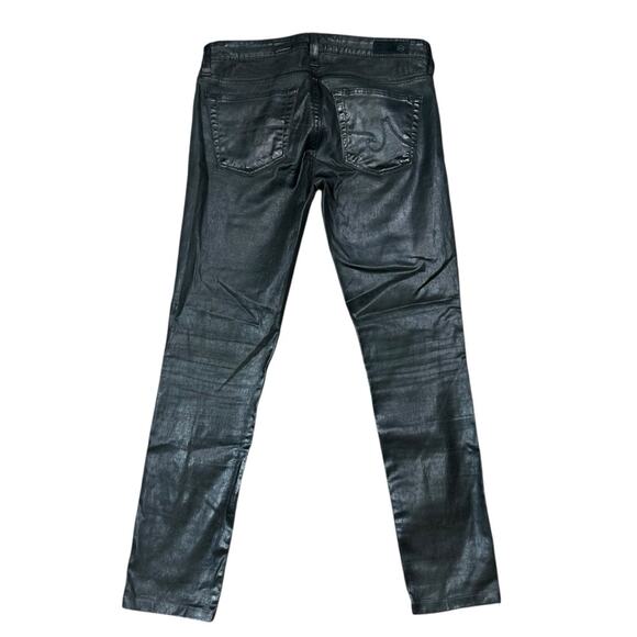 AG Adriano Goldschmeid The Legging Super Skinny Metallic Black Size 26 - Picture 4 of 6
